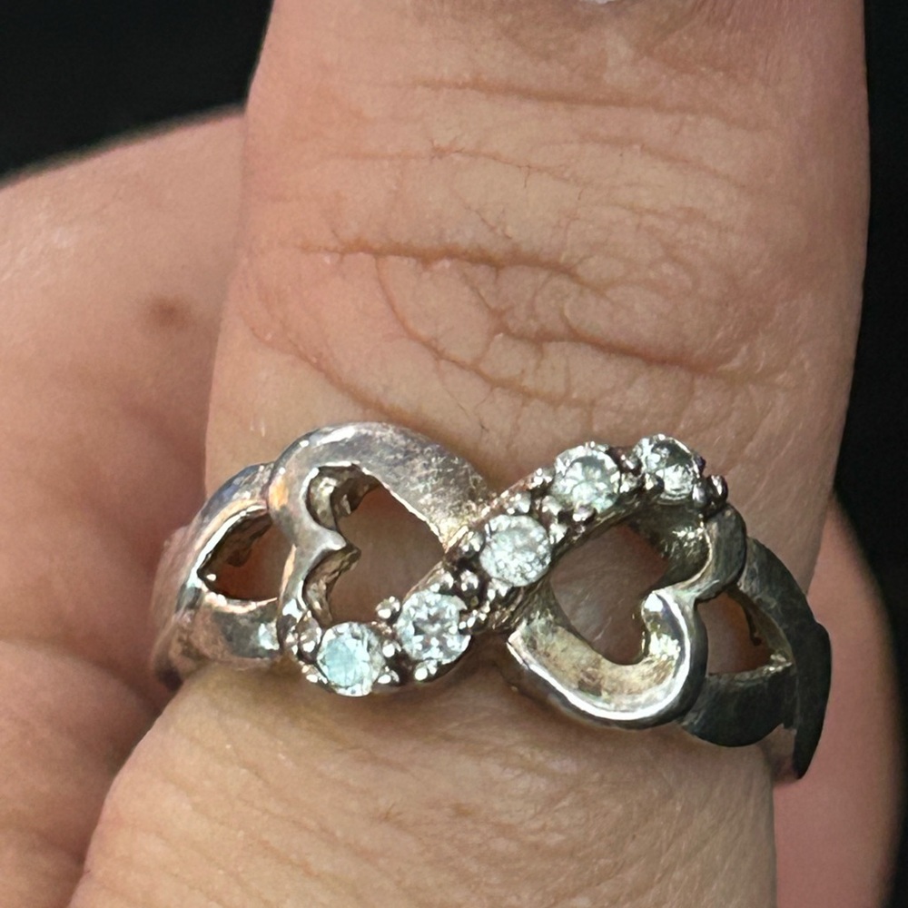 925 Silver Infinity Heart Ring With Crystals - image 4
